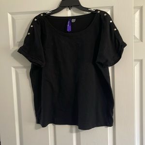 Seraphine black cotton short sleeve nursing top